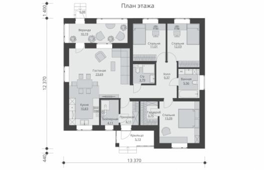 Проект одноэтажного дома с террасой